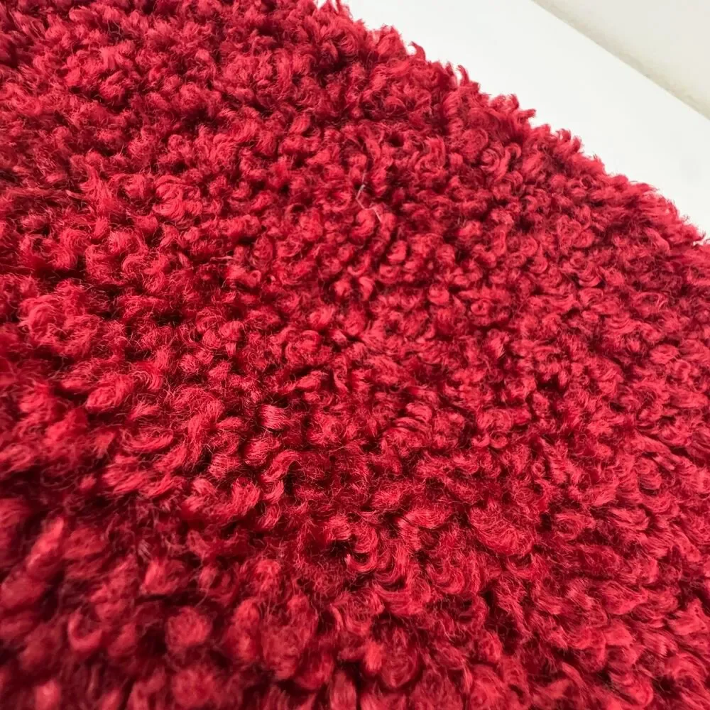 Pottery Barn Off White Cozy Teddy Red Heart Pocket Pillow Cover Boucle 18x18